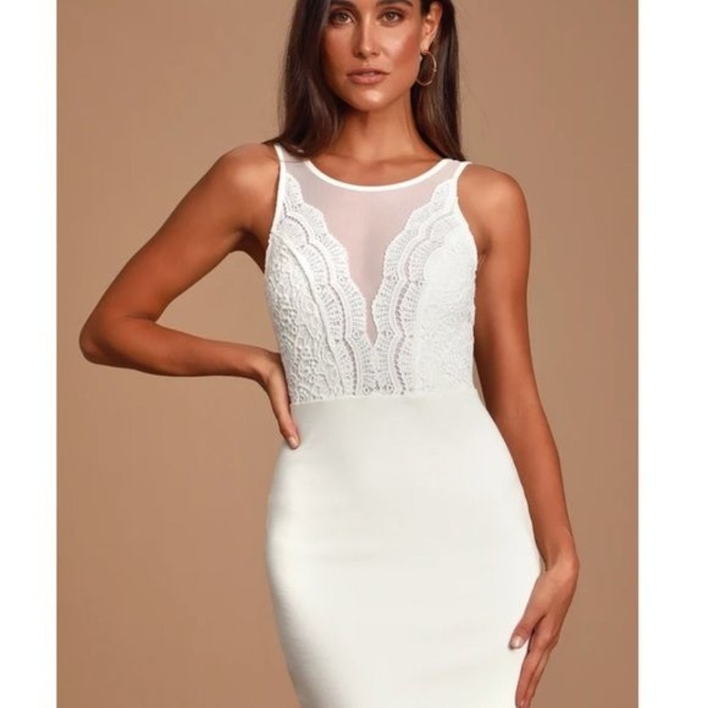 Lulus White Coquina White Lace Bodycon mini Dress size XS